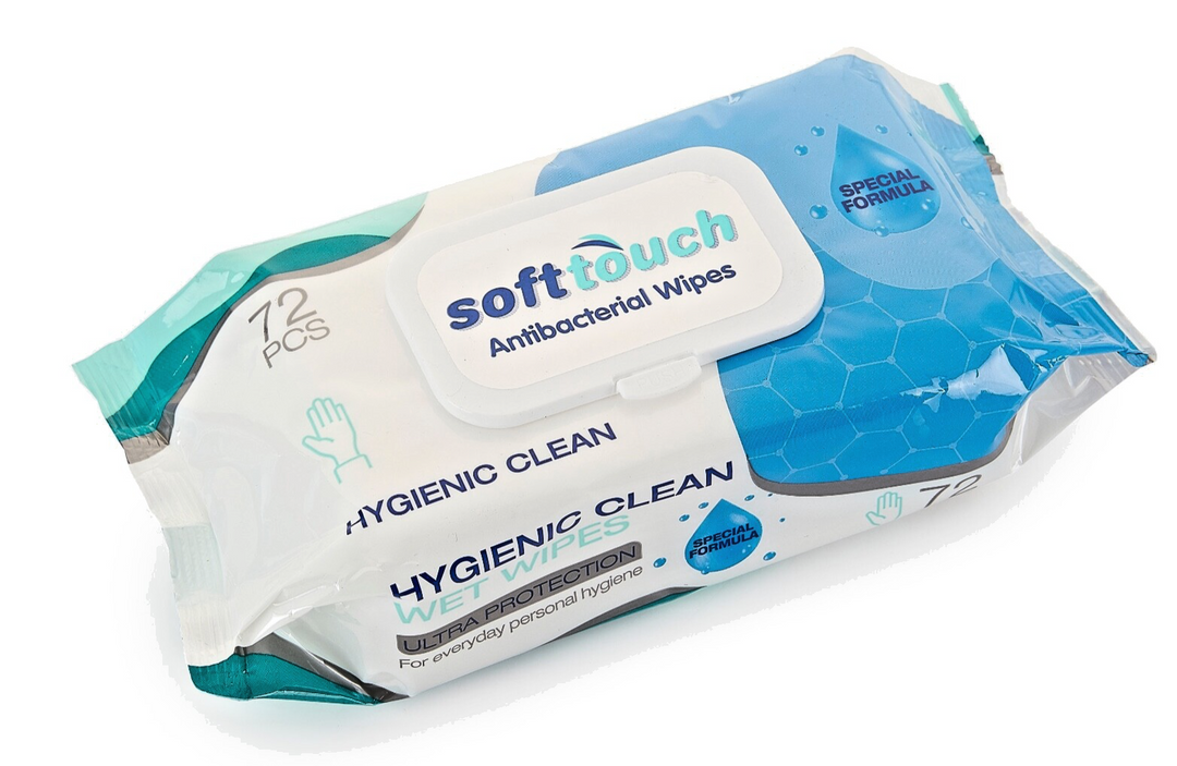 Soft Touch Antibacterial Wipes – 72 Wipes | Everyday Hygiene | Gentle & Effective Clean