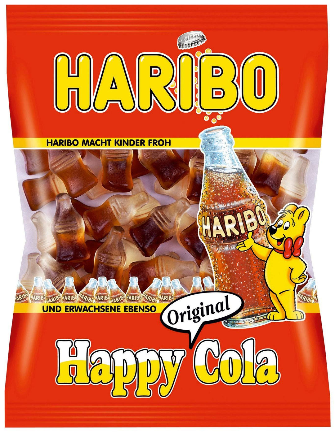 Haribo Happy Cola Bottle Gummies – 30 x 80g Bags | Classic Cola Flavour Jelly Sweets in Bulk | Perfect for Sharing, Gifting & Snacking