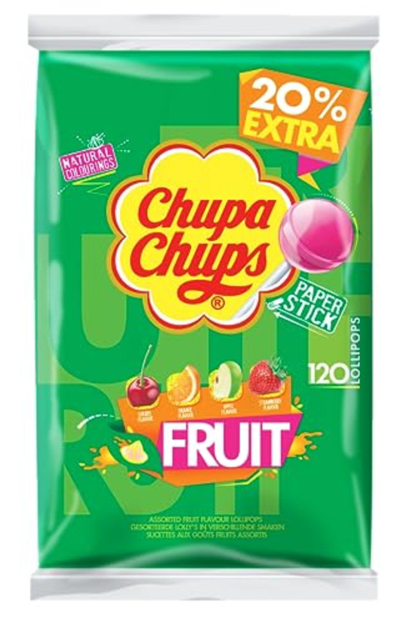 Chupa Chups Fruits – 120 Lollipops (1 Pack) | Assorted Fruit Flavours | Ideal for Sharing, Events & Sweet Gifts
