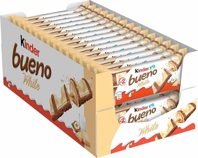 Kinder Bueno White Chocolate Bars – 15 × 39g Multipack | Hazelnut Cream & Crispy Wafer | Individually Wrapped | Bulk Value Share Pack (585g)