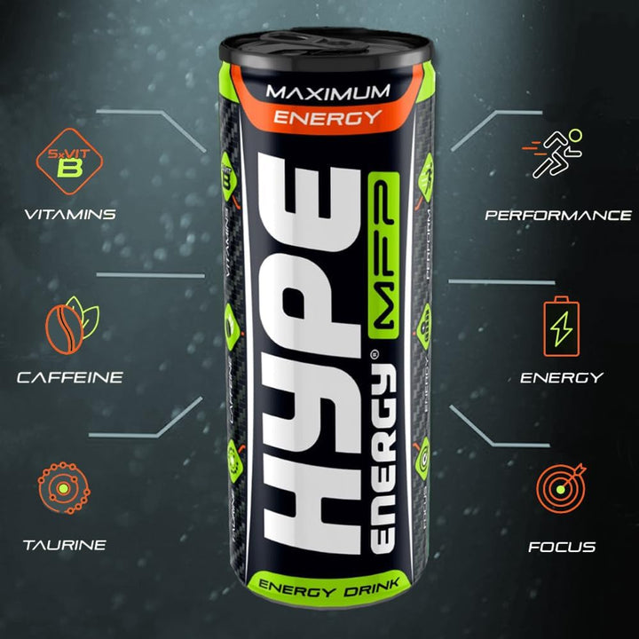 Hype Energy MFP Classic Energy Drink – 24 x 250ml Cans | Caffeine, Taurine & 5 B-Vitamins | Vegan & Gluten-Free | Bold Flavour, Powerful Energy