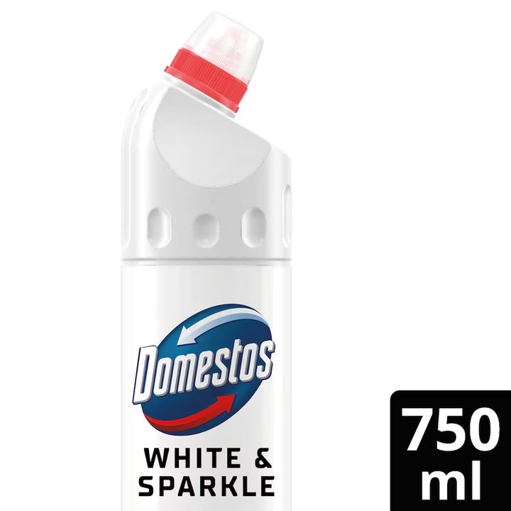 Domestos White & Sparkle Thick Bleach – Case of 9 x 750ml | Kills 99.9% of Germs | Whitening & Limescale Protection | Fresh Scent