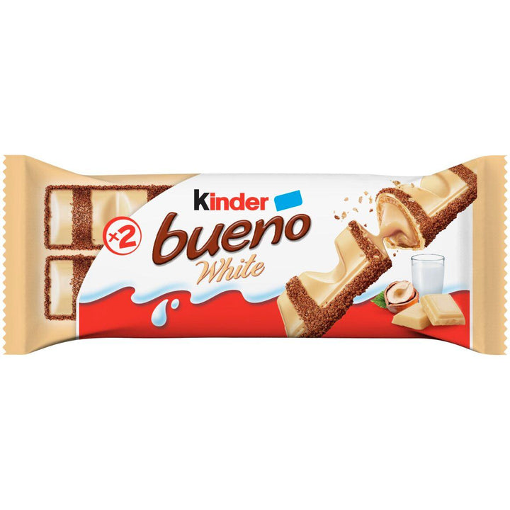 Kinder Bueno White Chocolate Bars – 15 × 39g Multipack | Hazelnut Cream & Crispy Wafer | Individually Wrapped | Bulk Value Share Pack (585g)