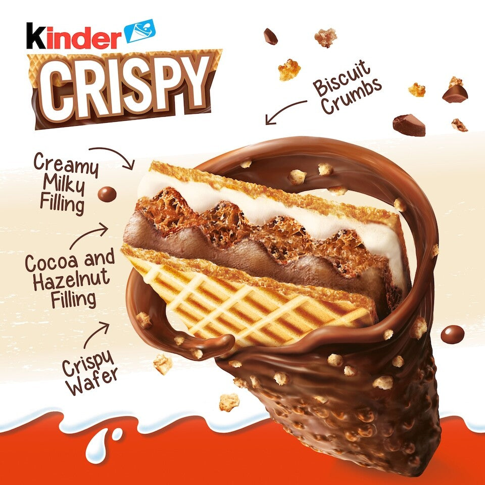 Kinder Crispy Chocolate Bars – 14 × 34g Multipack | Crunchy Wafer & Milk Chocolate | Bulk Value Pack, Individually Wrapped, Snack-Size, Share Box (476g)