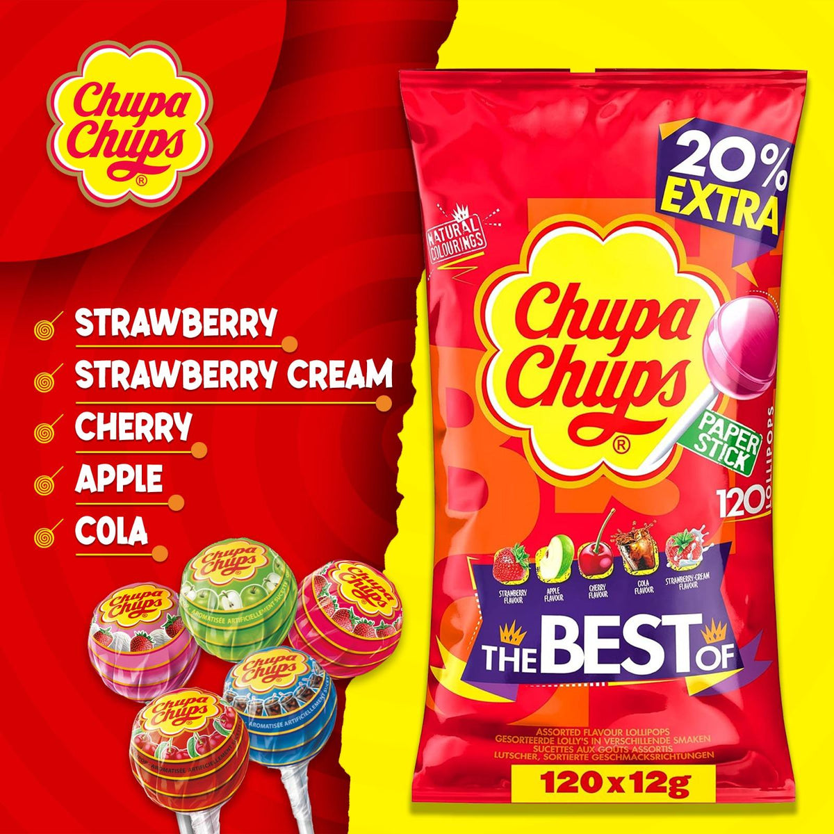 Chupa Chups The Best Of Lollipops Assortment | Mixed Flavours | Bulk Box