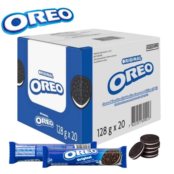 OREO Original Biscuits – 20 x 128g Family Packs | Crispy Cocoa Sandwich Cookies with Classic Cream Filling | Bulk Box for Snacking, Sharing & Stocking Up
