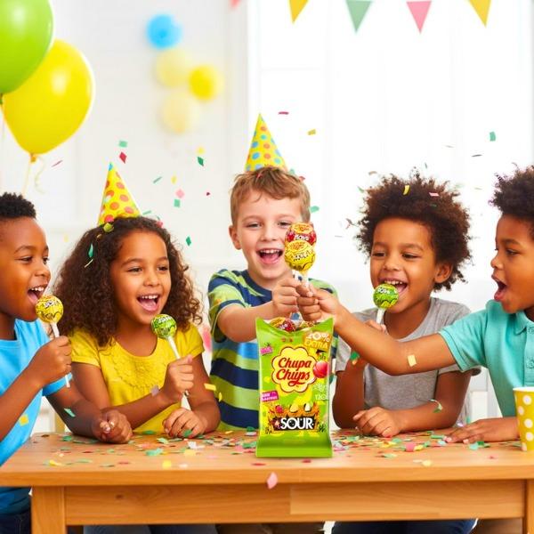 Chupa Chups Sour Lollipops 120 Pack | Assorted Tangy Fruity Flavours | Party Bags, Office Treats & Share-Friendly Candy Bulk Pack