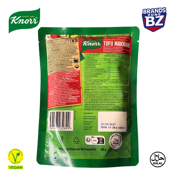 Knorr Authentic Indian Tofu Makhani Pack of 10 x 300g | Heat & Eat Meal | Halal Vegetarian