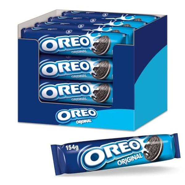 OREO Original Biscuits – 16 x 154g Family Packs | Crispy Cocoa Sandwich Cookies with Classic Cream Filling | Bulk Box for Snacking, Sharing & Stocking Up