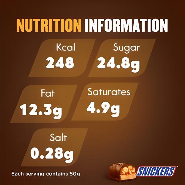 Snickers Chocolate Bars – 24 x 50g | Packed with Peanuts, Caramel & Nougat | Bulk Box for Sharing, Snacking & Gifting