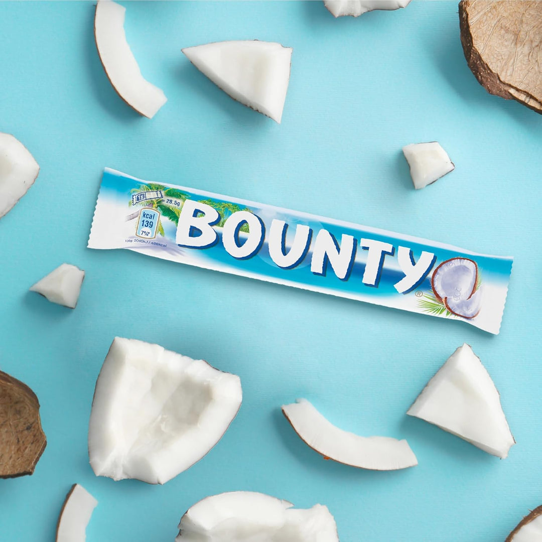 Bounty Coconut & Milk Chocolate Duo Bars – Bulk Sharing Box of 24 x 57g Packs | Smooth Milk Chocolate with Moist Coconut Filling | Ideal for Parties, Gifting & Stocking Up
