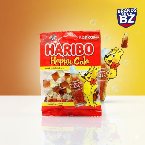 Haribo Happy Cola Bottle Gummies – 30 x 80g Bags | Classic Cola Flavour Jelly Sweets in Bulk | Perfect for Sharing, Gifting & Snacking
