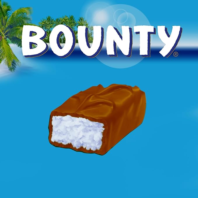 Bounty Coconut & Milk Chocolate Duo Bars – Bulk Sharing Box of 24 x 57g Packs | Smooth Milk Chocolate with Moist Coconut Filling | Ideal for Parties, Gifting & Stocking Up