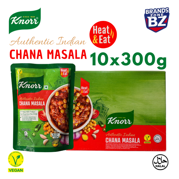 Knorr Authentic Indian Chana Masala Pack of 10 x 300g | Heat & Eat Meal | Halal Vegetarian