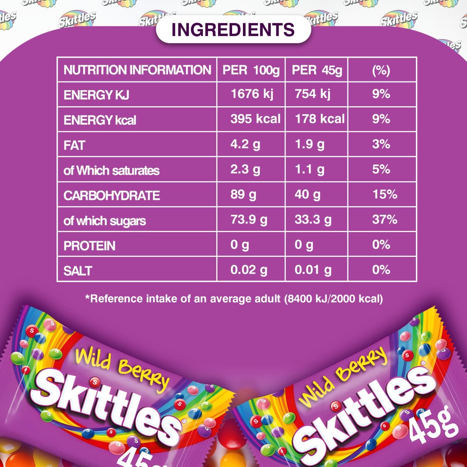 Skittles Wild Berry Sweets Fruit Chewy Bulk Sweets Box 36 Packs of 45g