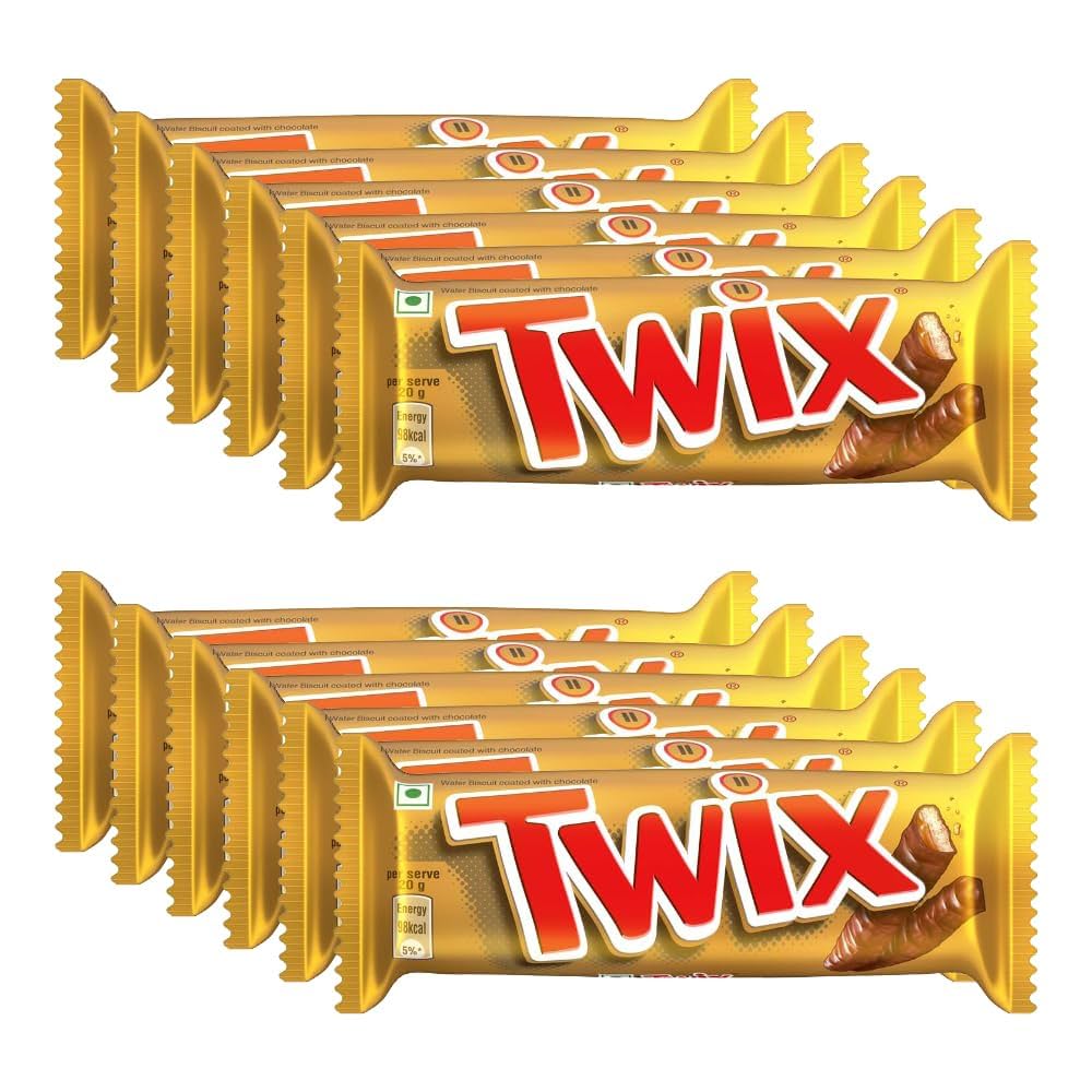 Twix Chocolate Bars – 25 x 50g | 2 Fingers of Crunchy Biscuit, Caramel & Milk Chocolate | Bulk Pack for Sharing & Snacking