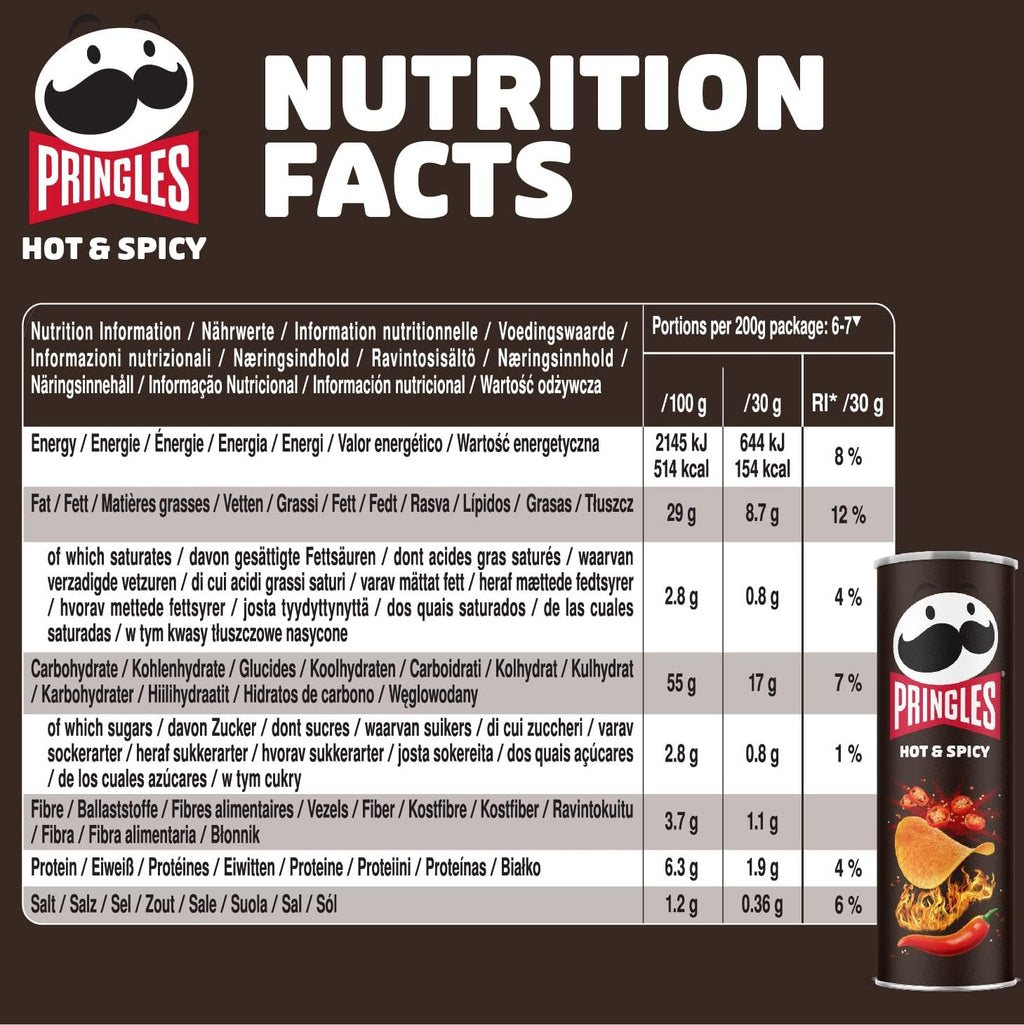 Pringles Hot & Spicy Crisps 12 x 70g | PM £1.25 Price Marked Pack | Sharing Tubes