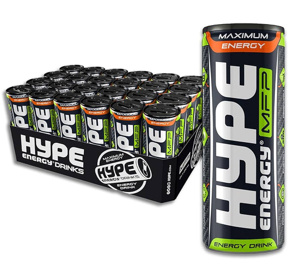 Hype Energy MFP Classic Energy Drink 24 x 250ml | Caffeine Taurine & 5 B-Vitamins | Vegan Gluten-Free Energy Boost | Bold Flavour for Gym Gaming & Work | UK Trending Drink