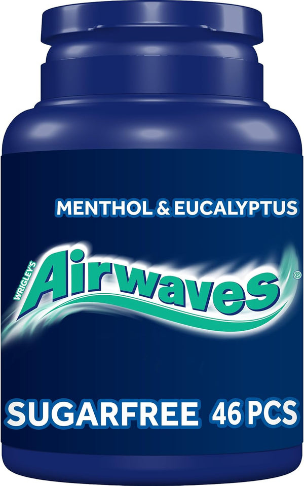 Airwaves Menthol & Eucalyptus Sugar-Free Gum | 6 Jars (46 Pieces Each Jar)