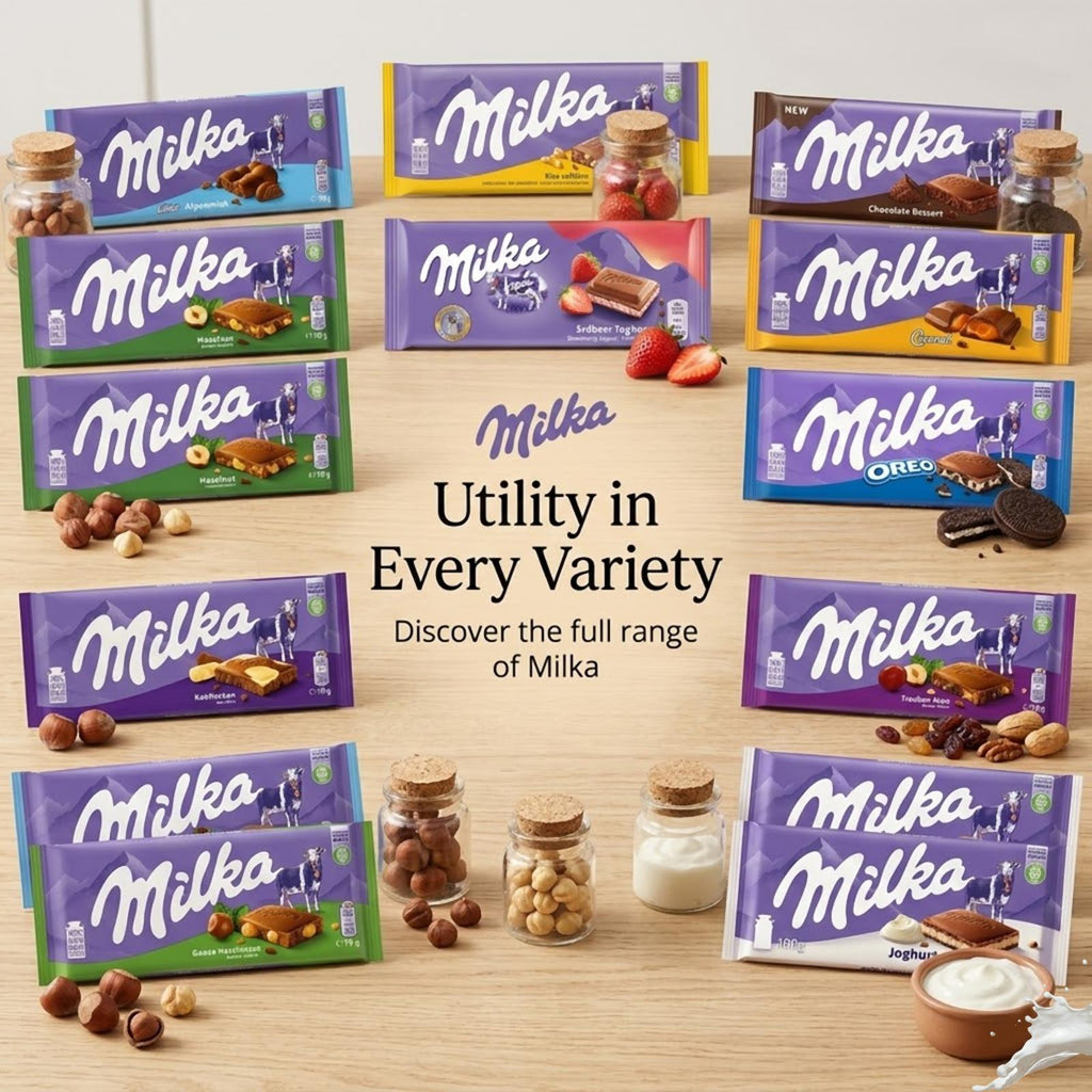Milka Assorted Chocolate Bars Variety Pack | 12 Different Flavours | 12 Pack (1 Bar of Each)