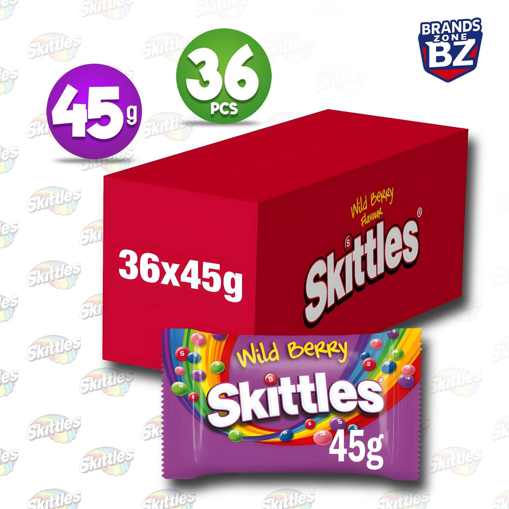Skittles Wild Berry Sweets Fruit Chewy Bulk Sweets Box 36 Packs of 45g