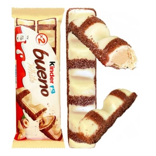 Kinder Bueno White Chocolate Bars – 15 × 39g Multipack | Hazelnut Cream & Crispy Wafer | Individually Wrapped | Bulk Value Share Pack (585g)