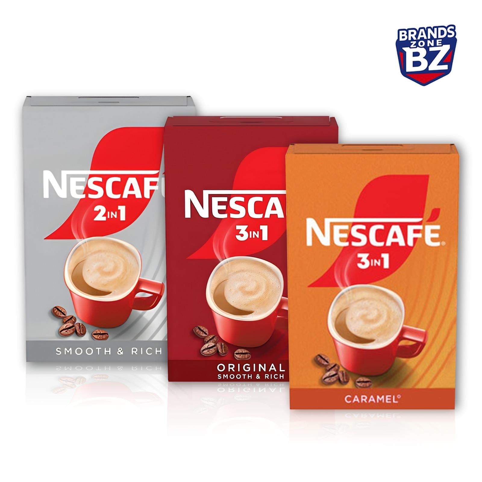 Nescafé 2in1 & 3in1 Instant Coffee | Original, Caramel & Smooth Rich Flavours | 11 x 6 Sachets