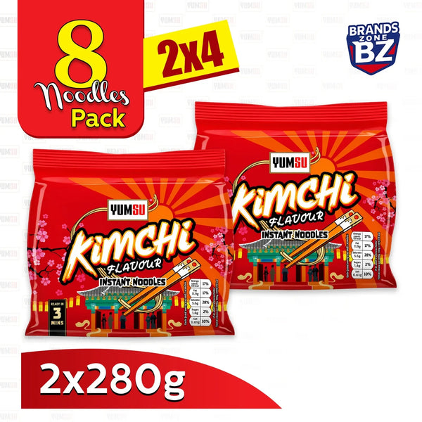 Yumsu Kimchi Flavour Instant Noodles Assorted Packs 2 x 280g (4 packs in 1 )