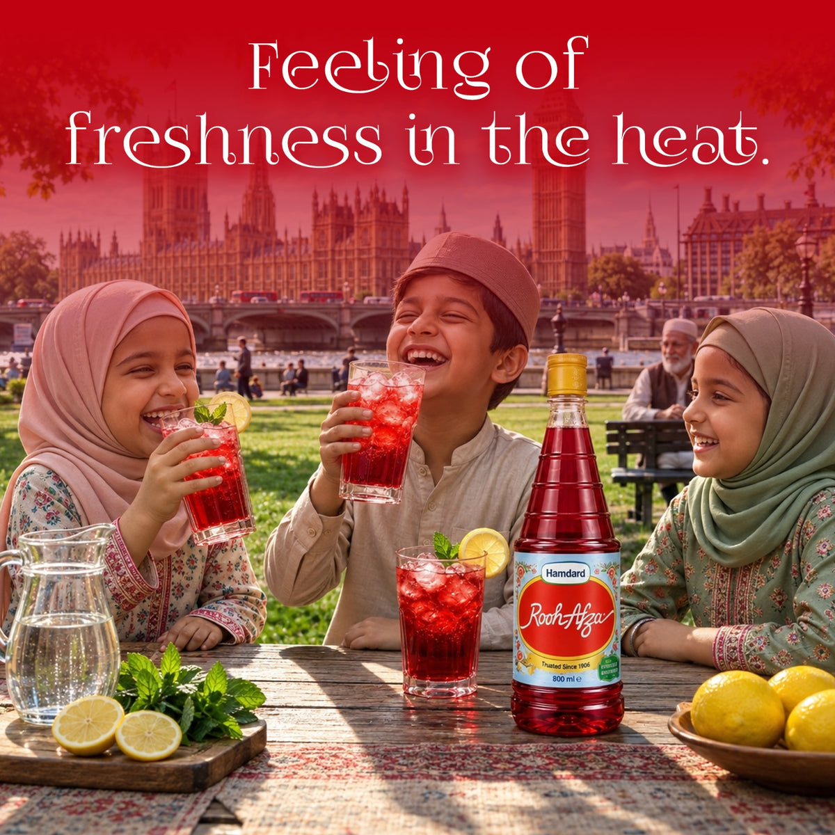 Rooh Afza Sharbat Syrup Drink 12 x 800ml | Rose Flavoured Summer Juice Concentrate