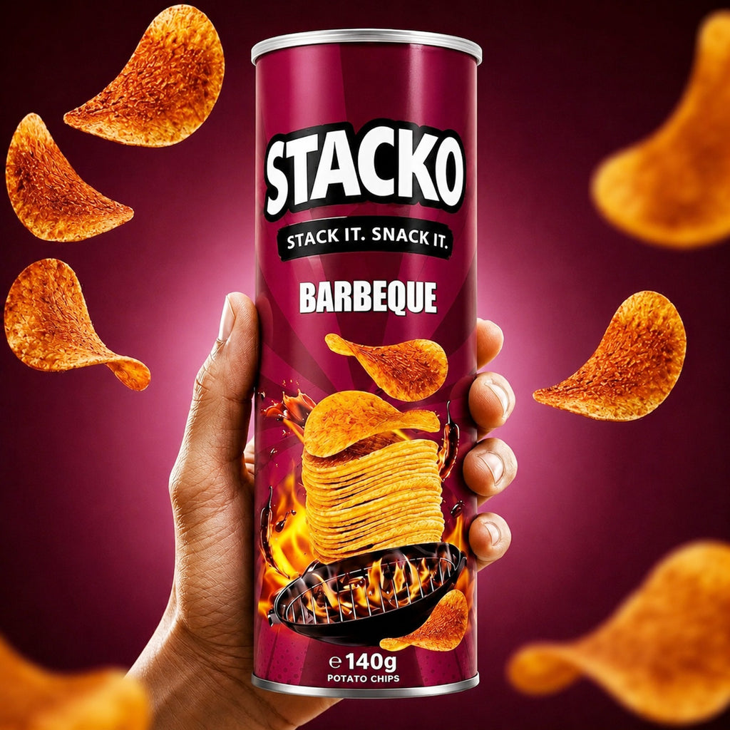 STACKO Barbeque Flavoured Potato Chips – 140g
