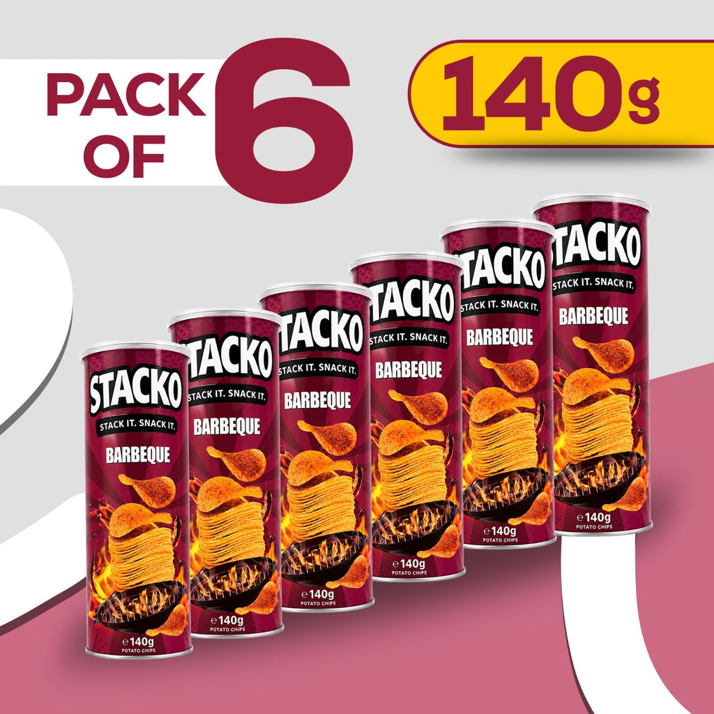 STACKO Barbeque Flavoured Potato Chips – 140g