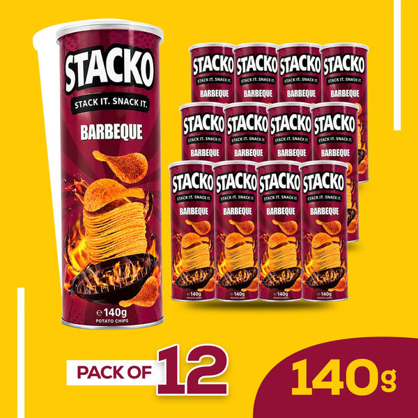 STACKO Barbeque Flavoured Potato Chips – 140g