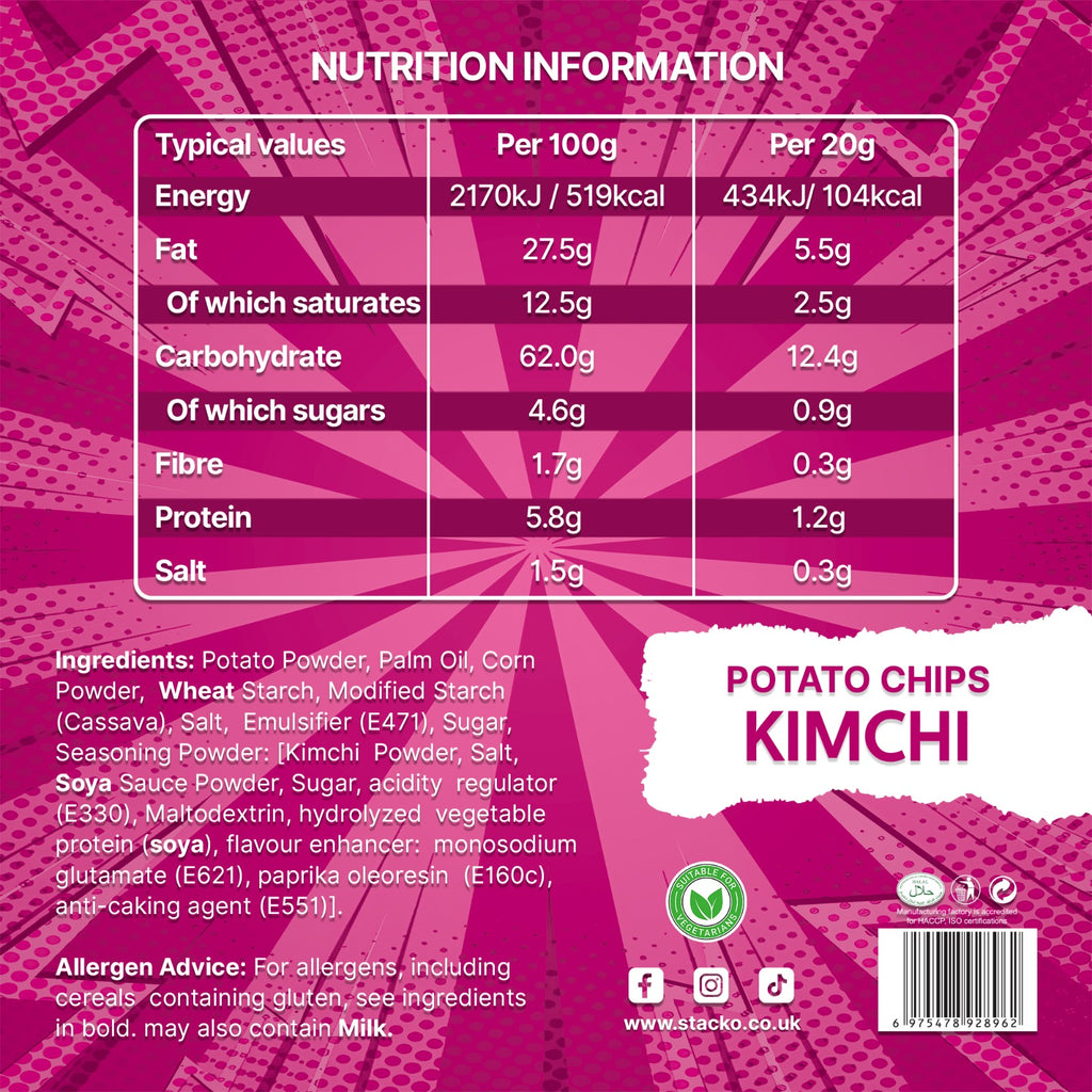 STACKO Kimchi Flavoured Potato Chips – 140g