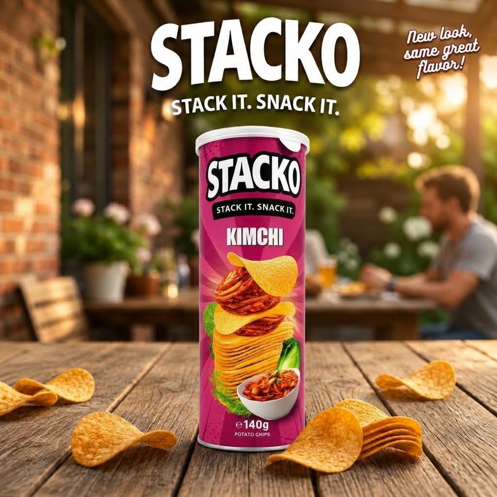 STACKO Kimchi Flavoured Potato Chips – 140g