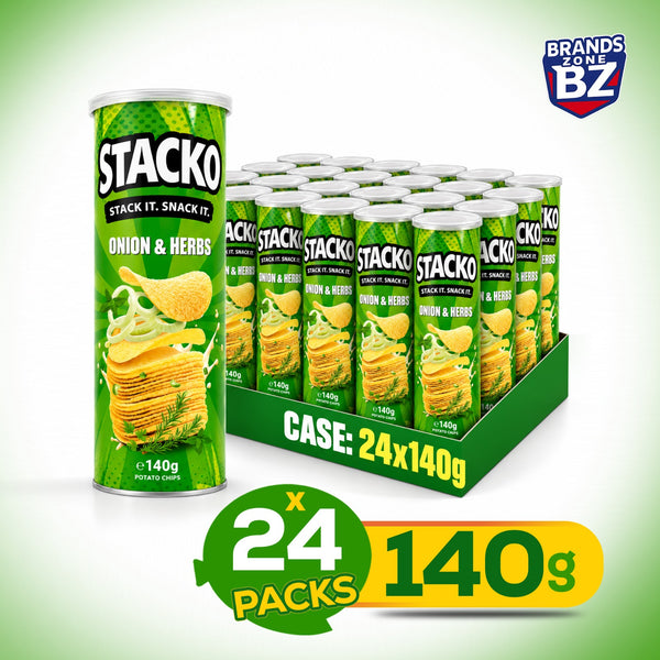 STACKO Onion & Herbs Flavoured Potato Chips – 140g