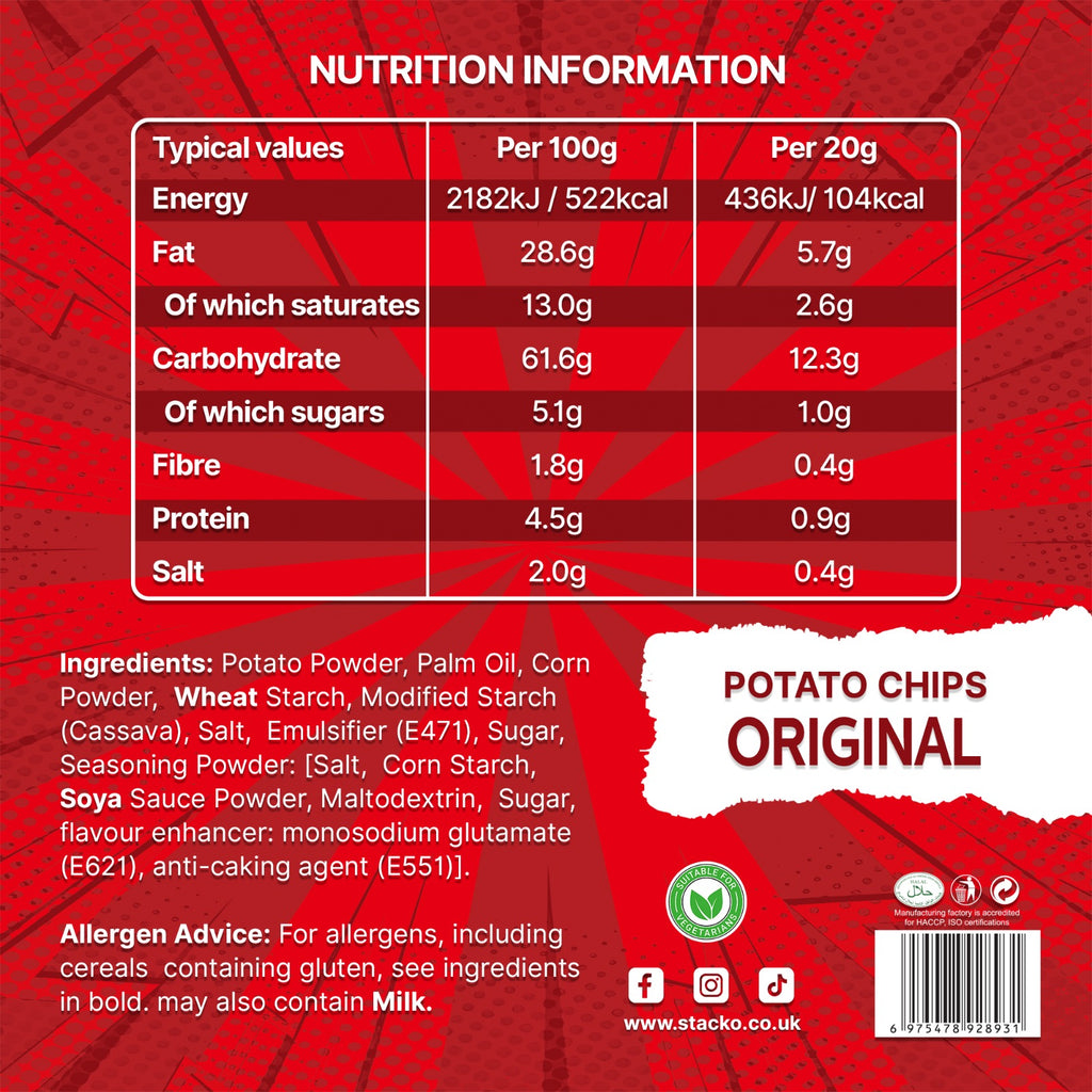 STACKO Original Potato Chips – 140g