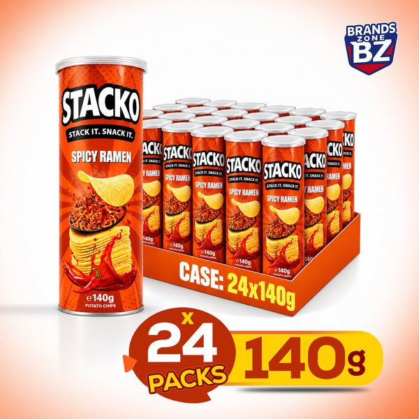 STACKO Spicy Ramen Flavoured Potato Chips – 140g