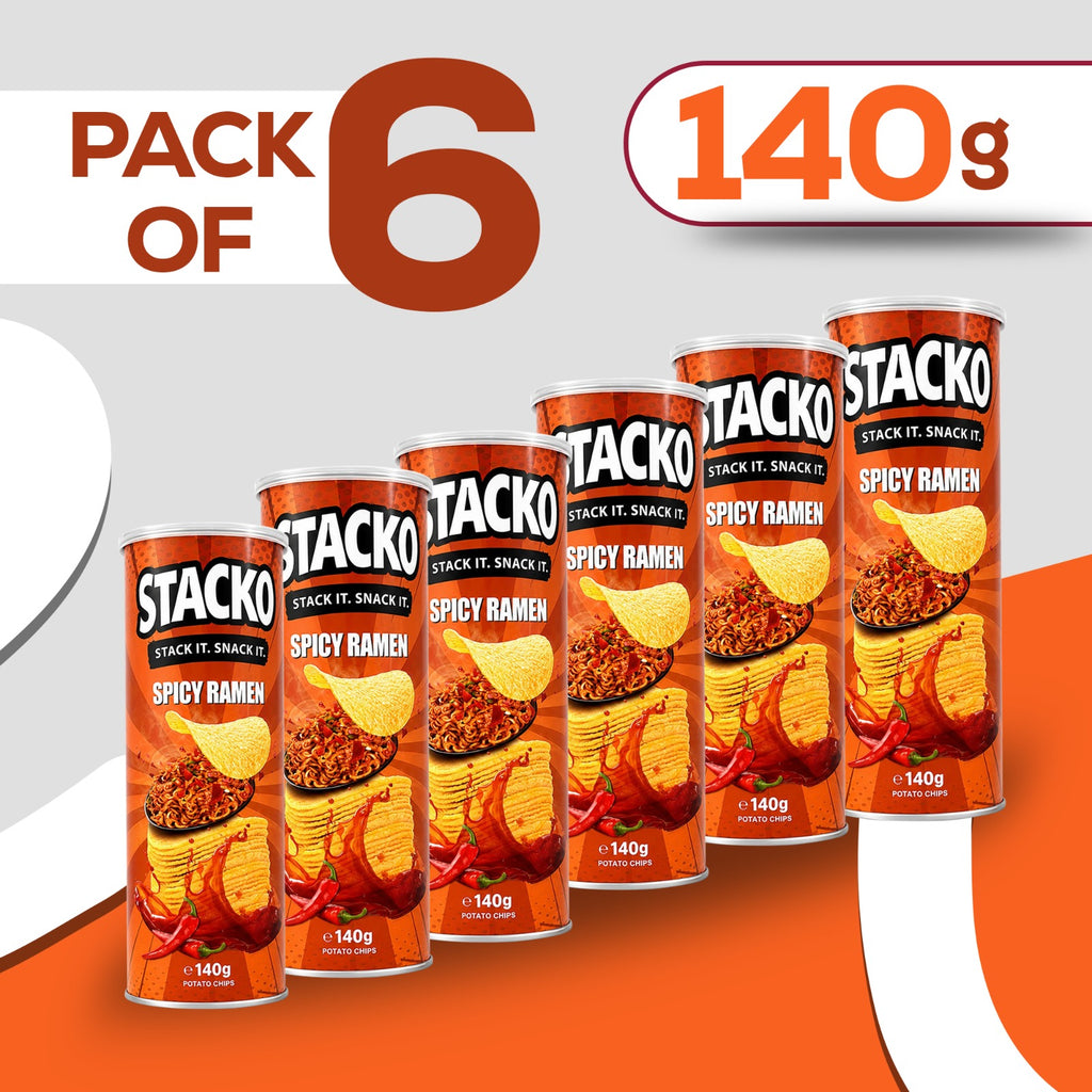 STACKO Spicy Ramen Flavoured Potato Chips – 140g
