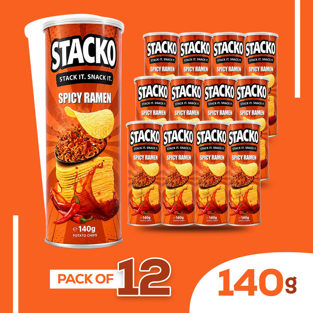 STACKO Spicy Ramen Flavoured Potato Chips – 140g