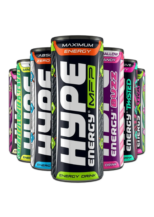Hype Energy MFP Classic Energy Drink 24 x 250ml | Caffeine Taurine & 5 B-Vitamins | Vegan Gluten-Free Energy Boost | Bold Flavour for Gym Gaming & Work | UK Trending Drink