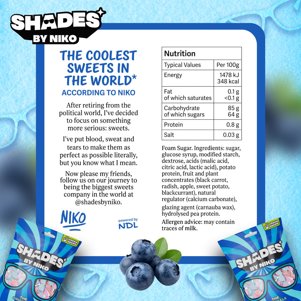Shades by Niko The Original  18x150g Halal Vegan Chewy Fruit Sweets