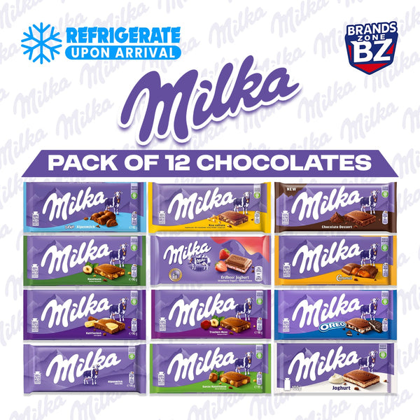 Milka Assorted Chocolate Bars Variety Pack | 12 Different Flavours | 12 Pack (1 Bar of Each)