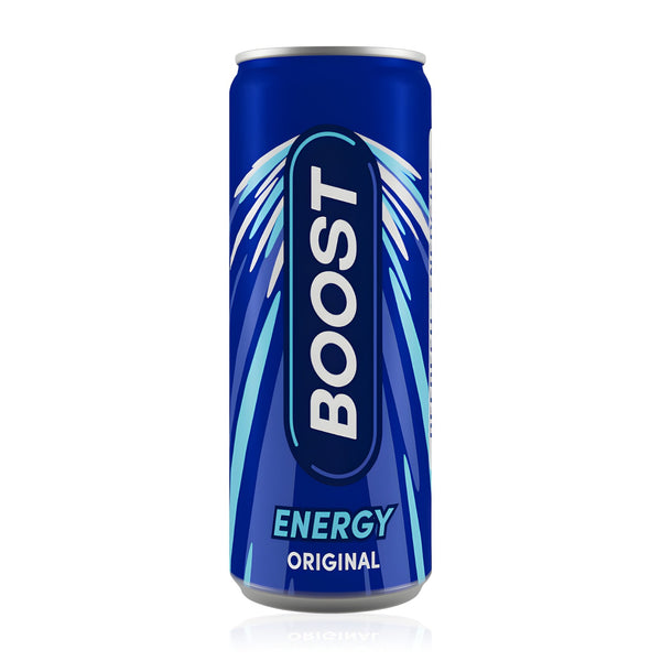 Boost Energy Drink Original Flavour - 24 Pack Drinks with Caffeine, Taurine and Vitamin B | Carbonated Energy Drinks | Gluten Free Vegan Low Calorie Fizzy Drinks Multipack | 24x250ml