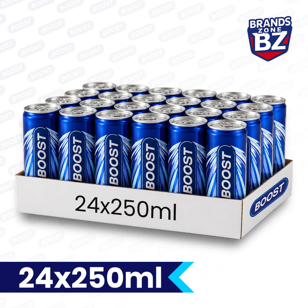 Boost Energy Drink Original Flavour - 24 Pack Drinks with Caffeine, Taurine and Vitamin B | Carbonated Energy Drinks | Gluten Free Vegan Low Calorie Fizzy Drinks Multipack | 24x250ml