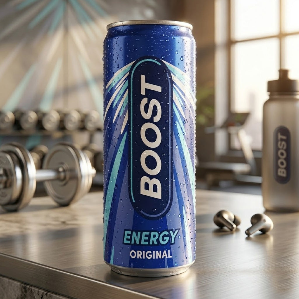 Boost Energy Drink Original Flavour - 24 Pack Drinks with Caffeine, Taurine and Vitamin B | Carbonated Energy Drinks | Gluten Free Vegan Low Calorie Fizzy Drinks Multipack | 24x250ml