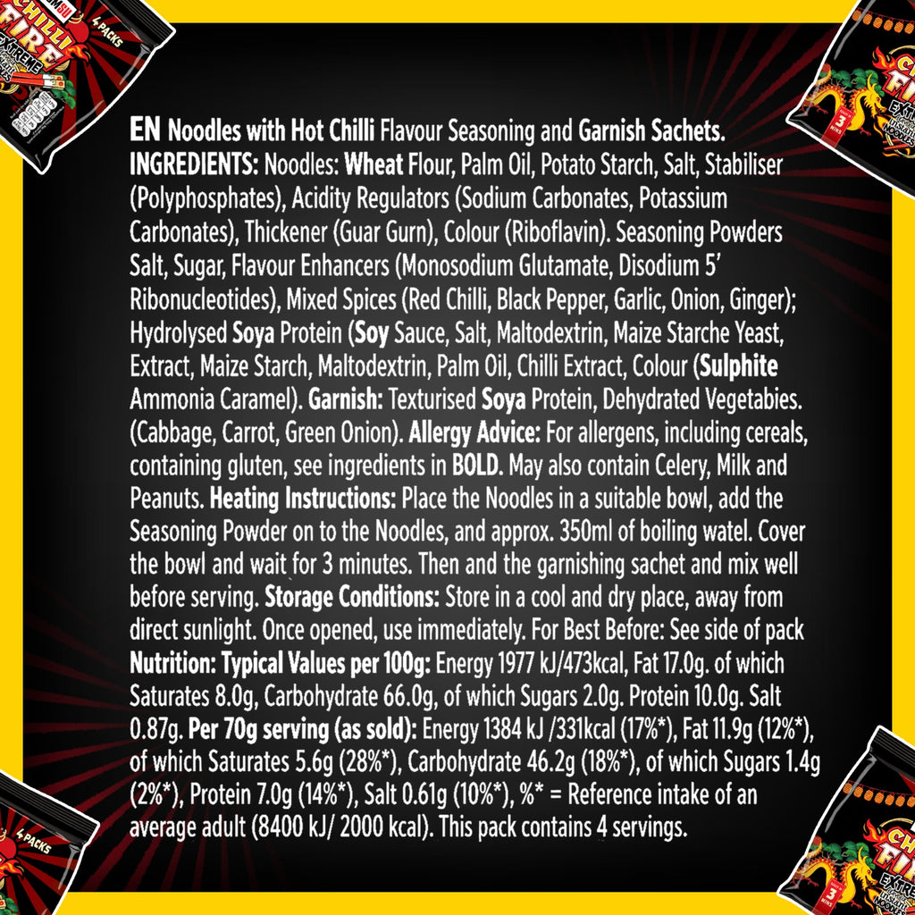 Yumsu Chilli Fire Extreme Flavour Instant Noodles, 2 x 70g (4 packs in 1)