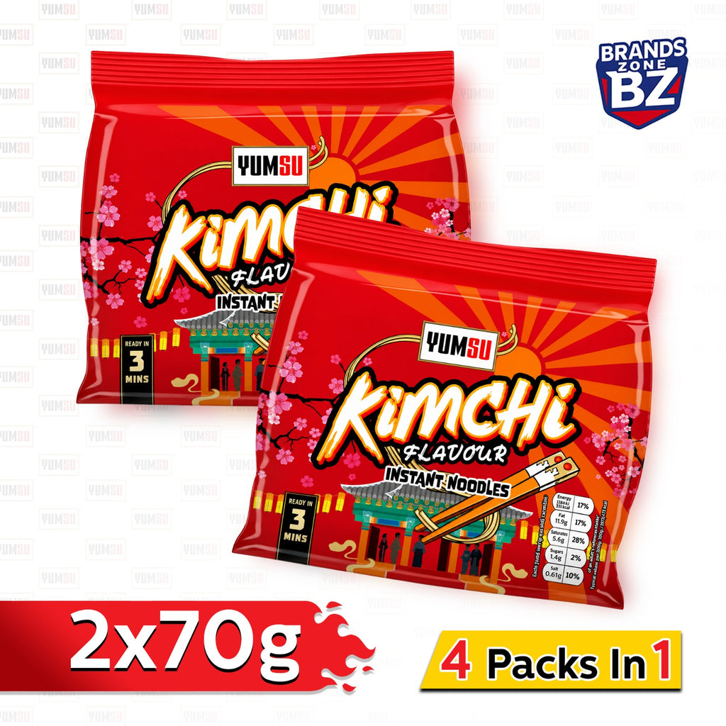 Yumsu Kimchi Flavour Instant Noodles Assorted Packs 2 x 70g (4 packs in 1 )