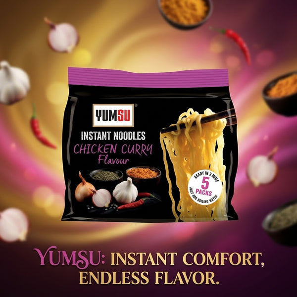 Yumsu Chicken Curry Instant Noodles – 12 x 70g (5 Pack in 1)