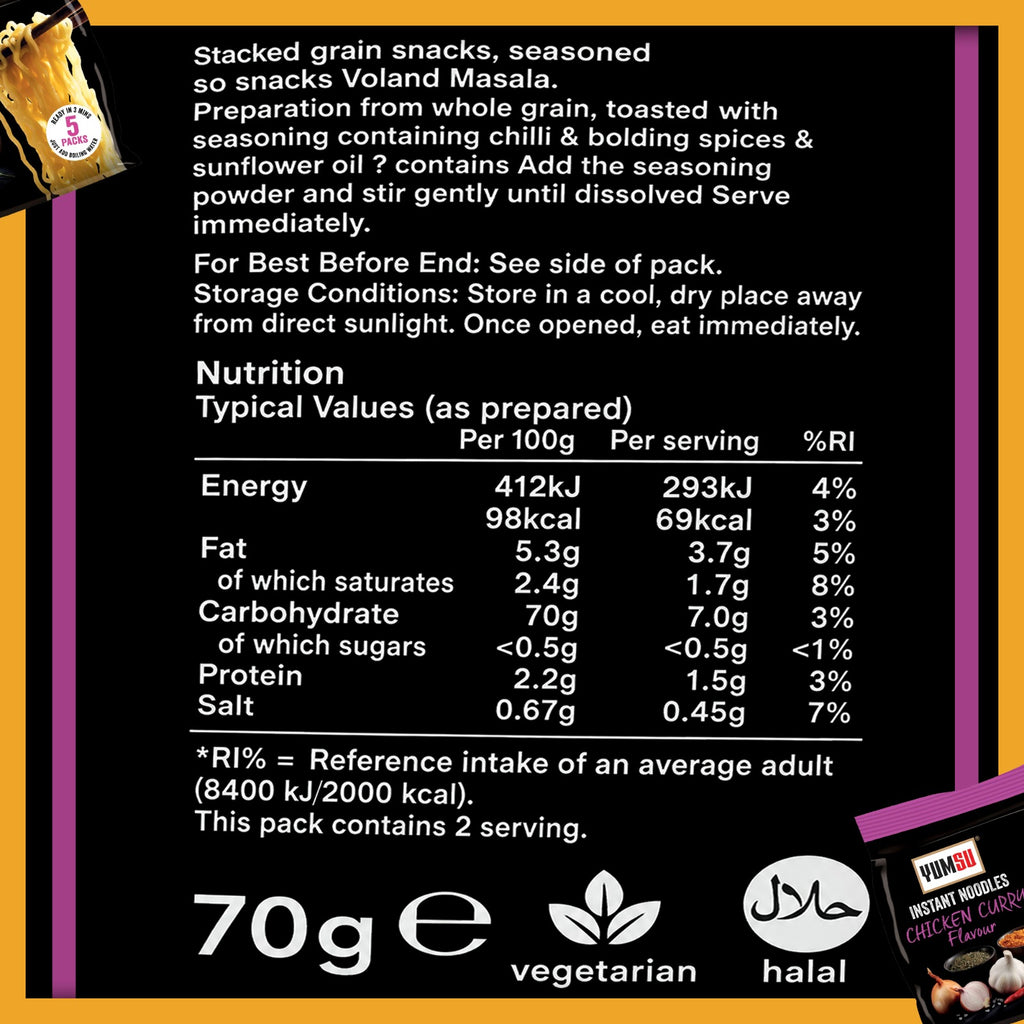 Yumsu Chicken Curry Instant Noodles – 2 x 70g (5 Pack in 1)