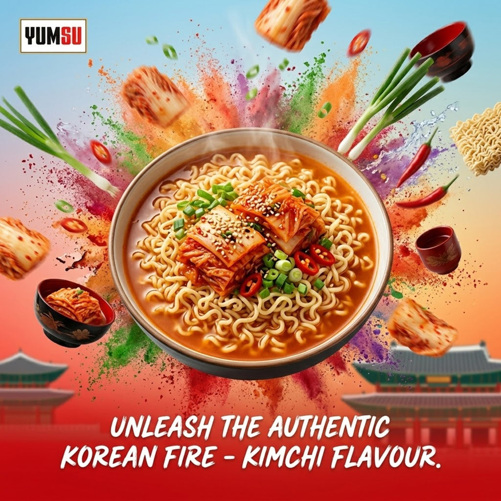 Yumsu Kimchi Flavour Instant Noodles Assorted Packs 2 x 70g (4 packs in 1 )